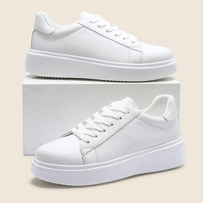 Plus Size Womens Sneakers Casual Solid Color Thick Sole White