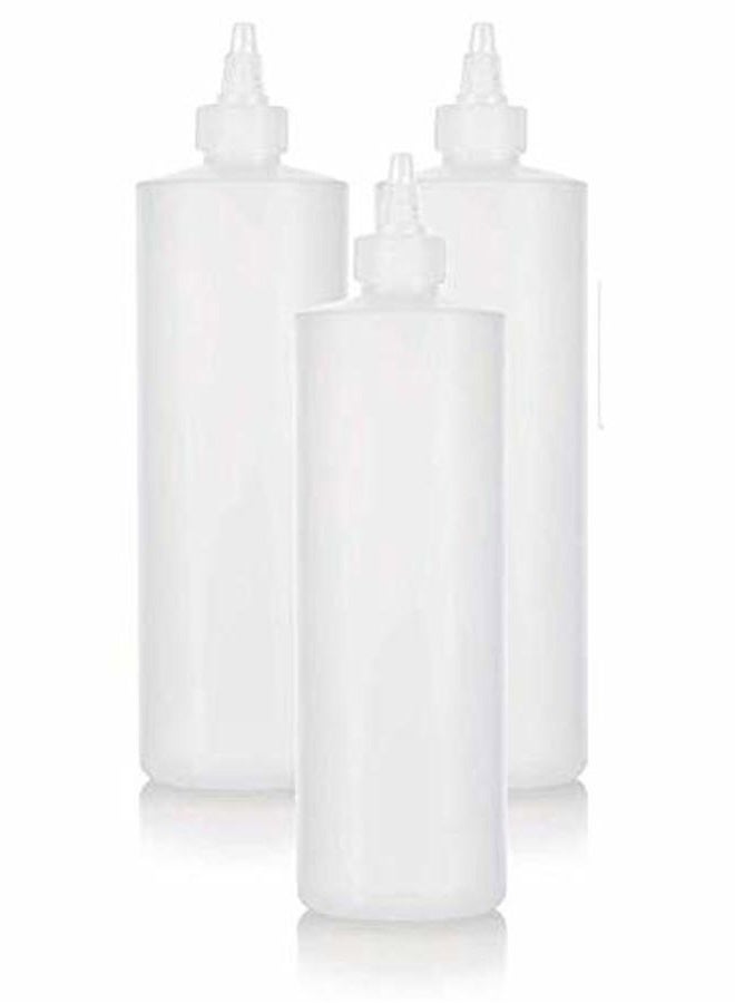 JUVITUS Twist Top Spout Natural Clear Refillable (BPA Free) Plastic Squeeze Bottle - 16 oz (3 pack) - Image 1