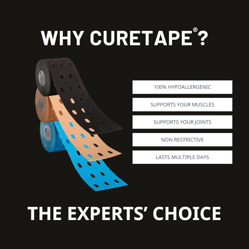 CURETAPE® Punch Black | Perforated Kinesiology Tape | More Stretch & Ventilation| k Tape for Joint, Knee, Ankle & Shoulder Pain | Kinesiology Tape for Physical Therapy | Waterproof Medical Tape - Image 3