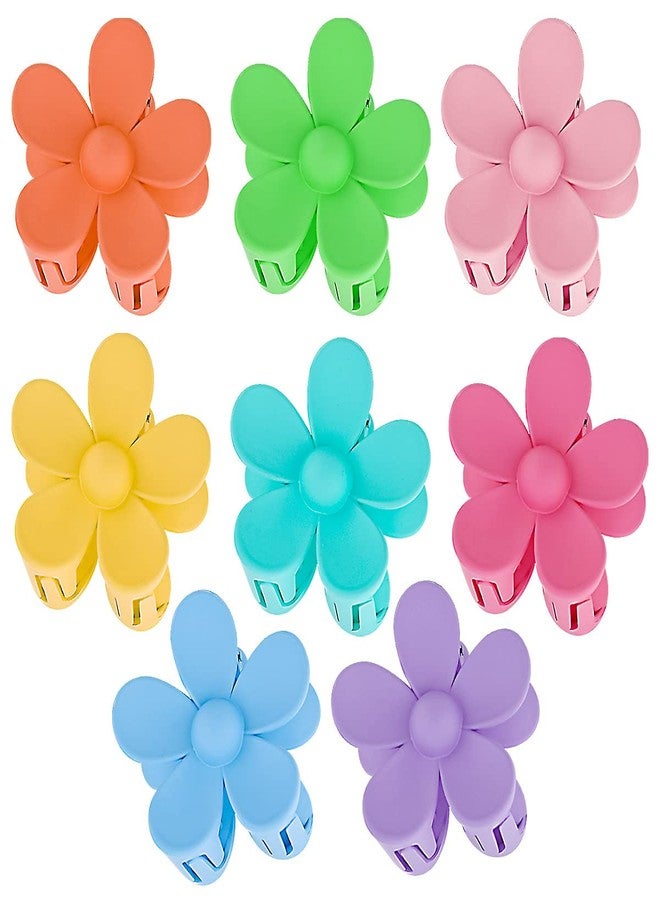 Bilkeru 8 Pcs Non Slip Matte Flower Hair Clips Large Cute Hair Clip Daisy Hair Claw Clips Hair Accessories for Women Girls Thick Hair Big Hair Clips (8 Colors) - Image 1