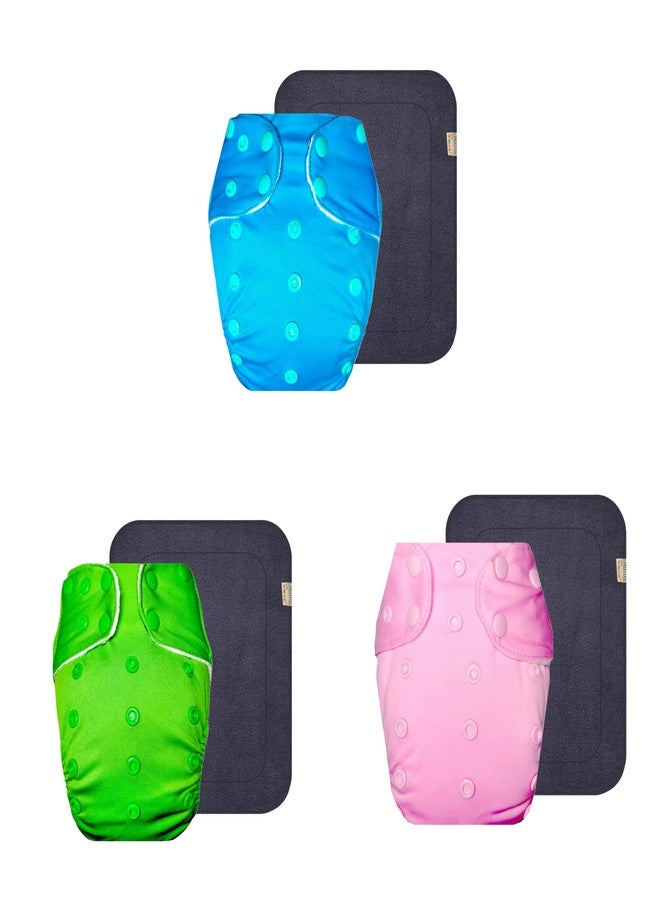 Dumbledo Premium Cloth Diaper with Gray Insert (Pack of 3) | Dry Feel and Comfortable | Leakproof | Easy to Clean | Everyday Diapering Essential | 3 Months - 3 Years | Unisex Baby