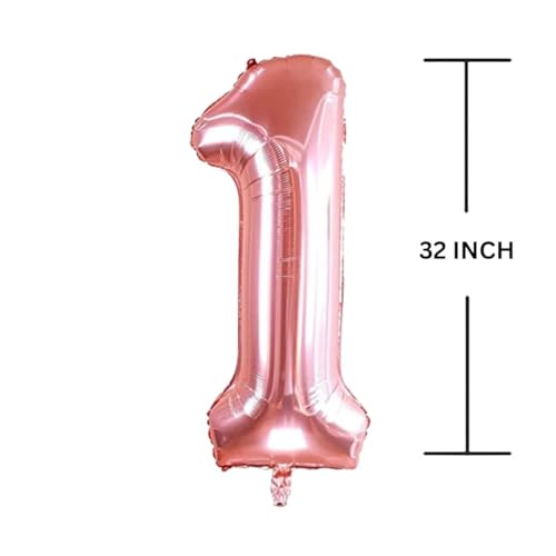 Flavouredlove 32 Inches Rose Gold Number One Air or Helium Balloon Party Decoration Pack of 1 | 1 number Balloons Birthday/Anniversary (ROSE GOLD 1) - Image 2