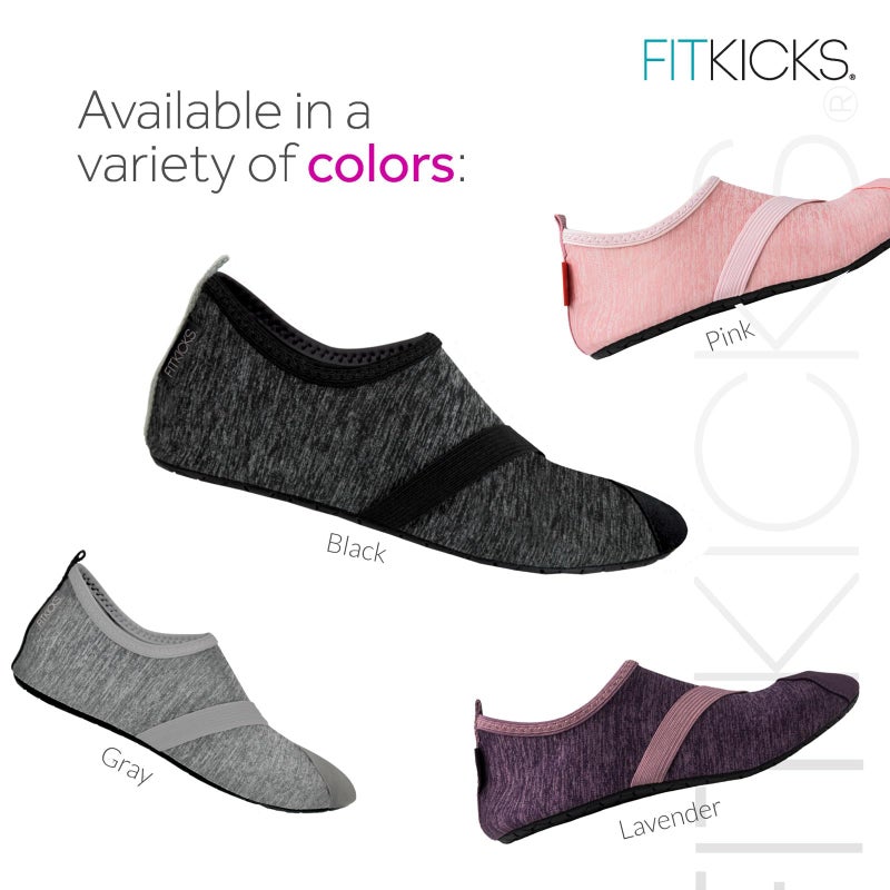 FITKICKS Original Women's Foldable Active Lifestyle Minimalist Footwear Barefoot Yoga Sporty Water Shoes - Heathered Black/Black, Large - Image 3