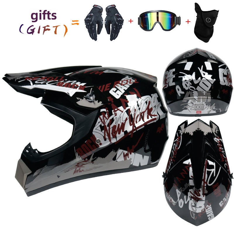 Generic Lightweight Off-Road Motorcycle Helmet with Visor Black Silver Rock 