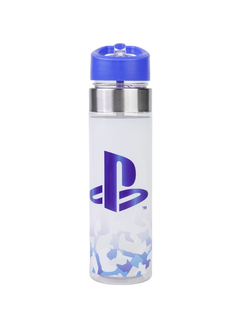 Sony PlayStation Regular Plastic Water Bottle 650ml – Official PlayStation Reusable Sports Water Bottle, Leakproof Drinking Bottle with Straw Lid & Carry Loop, Gaming Hydration Bottle - Image 1