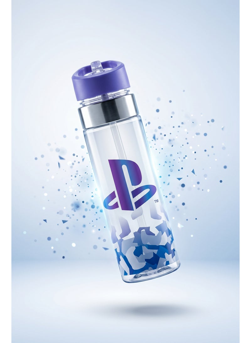 Sony PlayStation Regular Plastic Water Bottle 650ml – Official PlayStation Reusable Sports Water Bottle, Leakproof Drinking Bottle with Straw Lid & Carry Loop, Gaming Hydration Bottle - Image 4