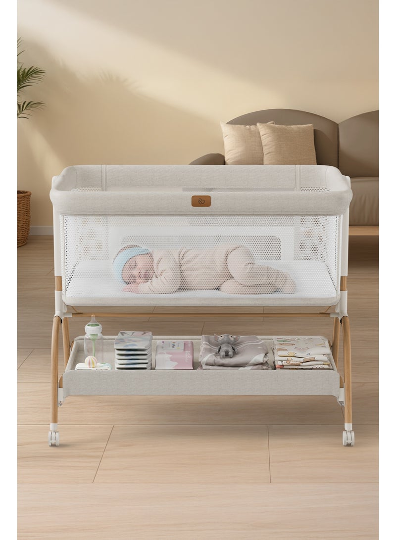 Babyomi Baby Bassinet 3 in 1 Bedside Sleeper with Soft Mattress and Sheet, 6 Height Adjustable baby sleeper,Bedside Crib for Infants - Image 4