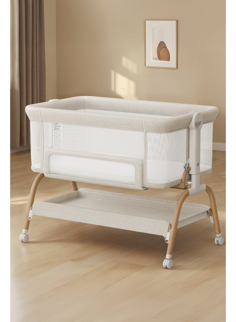 Babyomi Baby Bassinet 3 in 1 Bedside Sleeper with Soft Mattress and Sheet, 6 Height Adjustable baby sleeper,Bedside Crib for Infants - Image 2