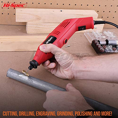 Hi-Spec 121pc 130W Corded Power Rotary Multi Tool Kit with Dremel Compatible Bit Accessories to Drill, Cut, Trim, Grind & Sand for DIY Repairs, Hobbies & Craft Projects - Image 5