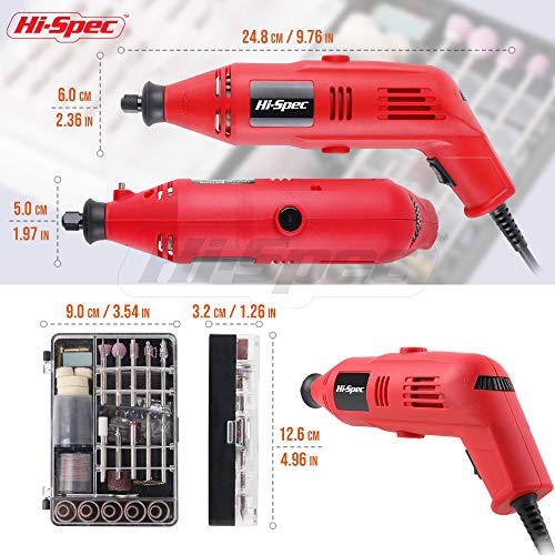 Hi-Spec 121pc 130W Corded Power Rotary Multi Tool Kit with Dremel Compatible Bit Accessories to Drill, Cut, Trim, Grind & Sand for DIY Repairs, Hobbies & Craft Projects - Image 4