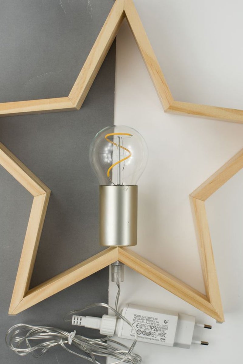 Tchibo Led Wooden Star, Tan - Image 3
