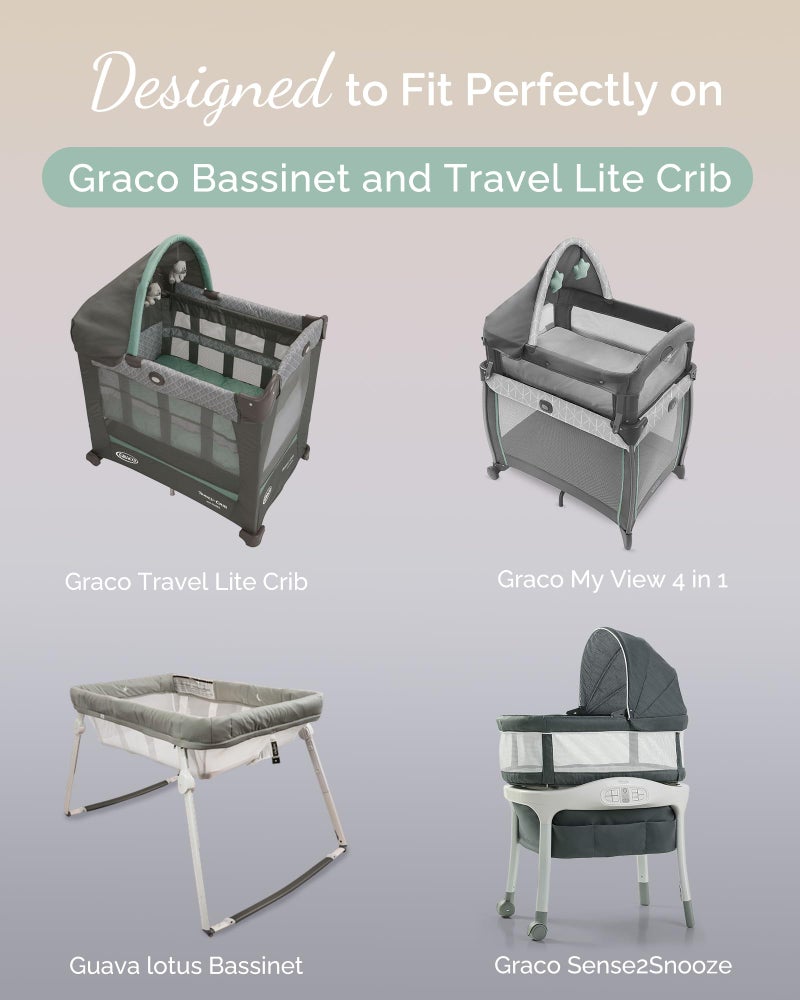 TotCare Bassinet Sheets 20x30 Inch for Graco Travel Lite Crib, Sense2Snooze, My View 4 in 1, Dream Suite and Guava Bassinet - Buttery Soft, Premium Stretchy Jersey Sheets, Navy + Grey + Cloud, 3 Pack - Image 2