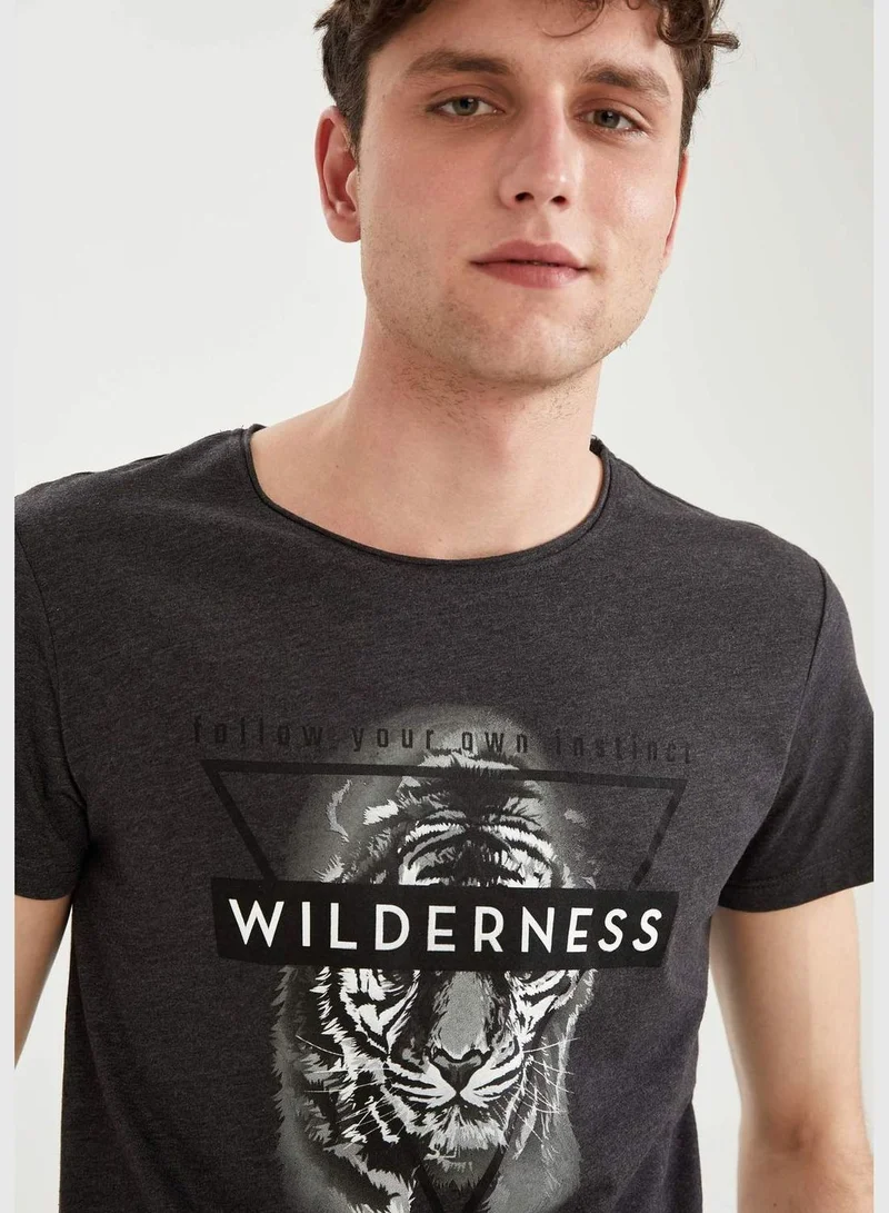 DeFacto Slim Fit Printed Short Sleeve T-Shirt