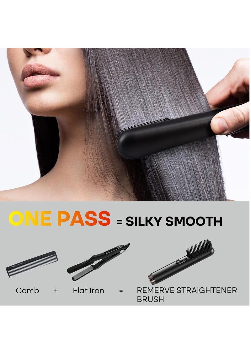 Captaintech Hair Straightener Brush Portable Straightening Brush Hot Comb Hair Straightener with Negative Ion Preferred as Gifts for Women Portable for Travel Anti-Scald - Image 2