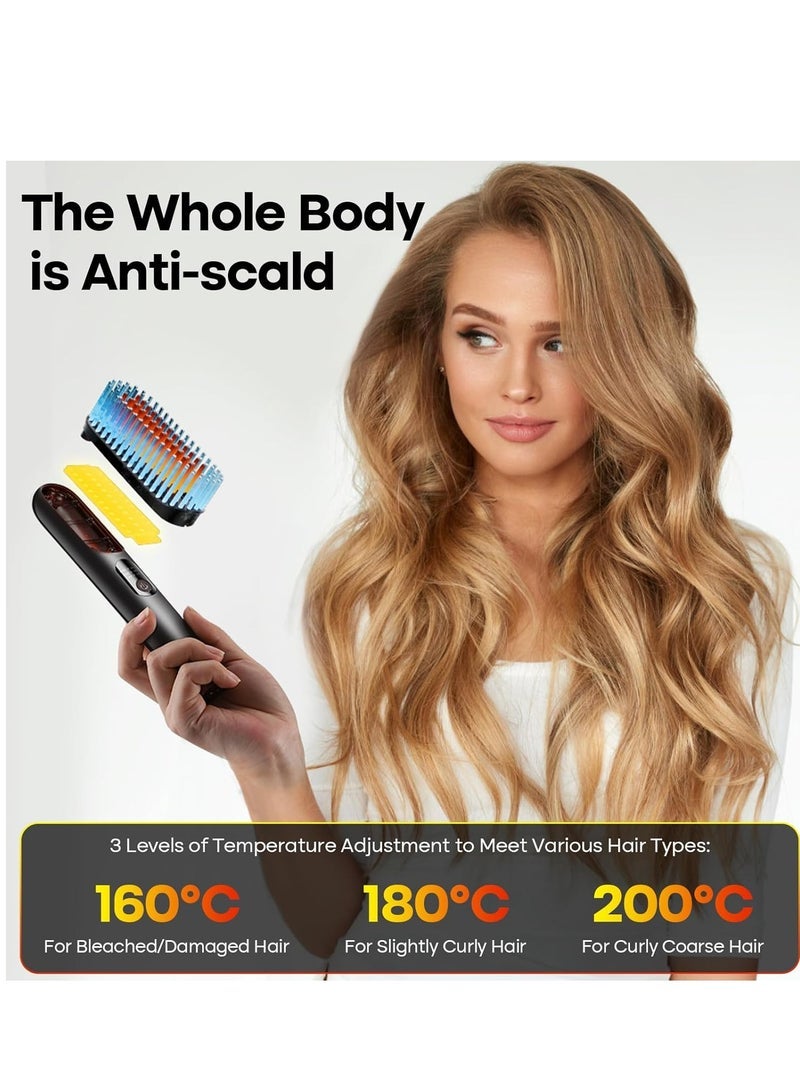 Captaintech Hair Straightener Brush Portable Straightening Brush Hot Comb Hair Straightener with Negative Ion Preferred as Gifts for Women Portable for Travel Anti-Scald - Image 3