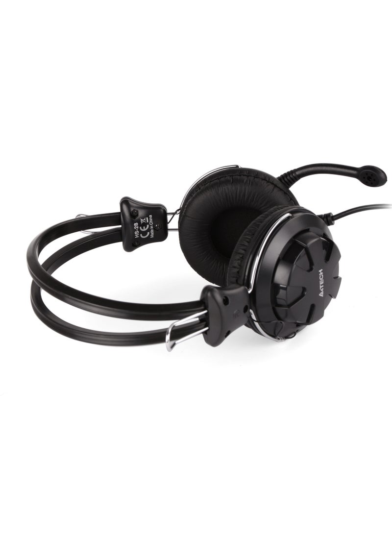 A4TECH - A4TECH SINGLE STEREO HEADSET HS-28I, WITH OMNIDIRECTIONAL NOISE-CANCELLING MIC, BLACK - Image 1
