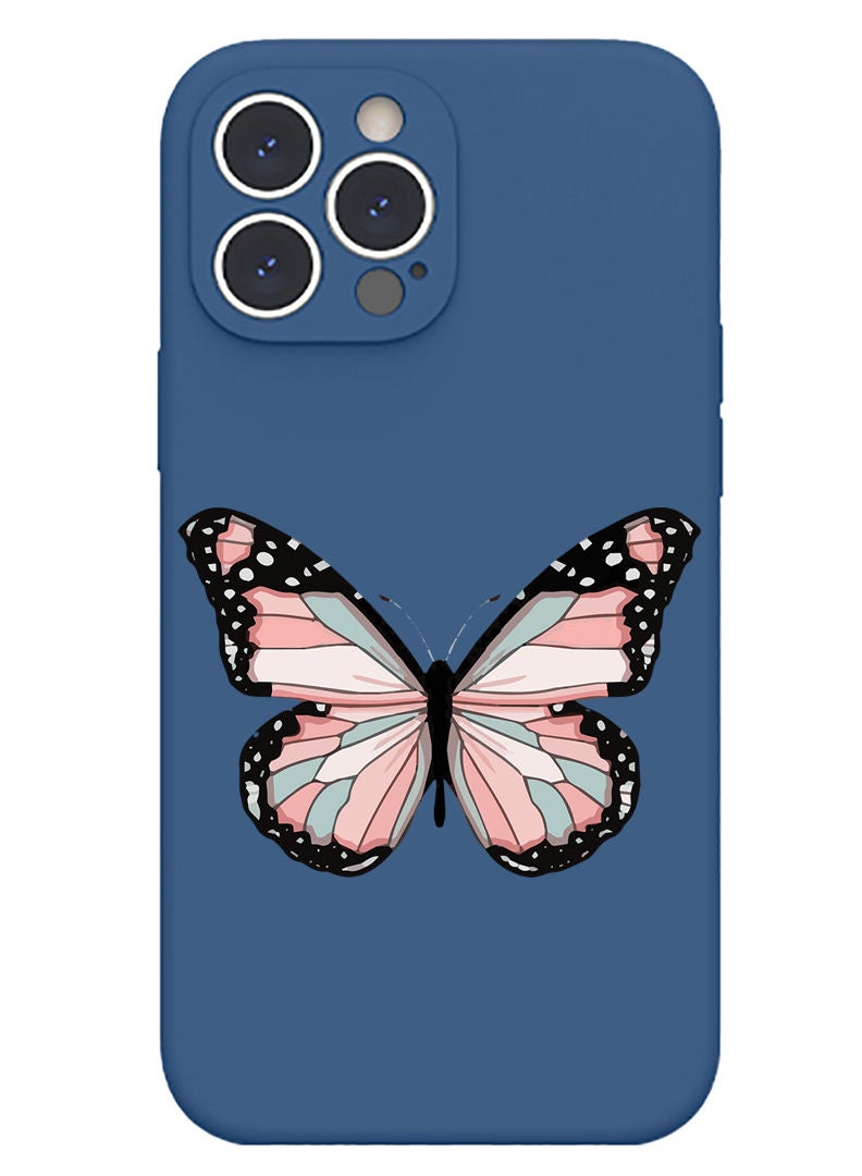 Theodor Protective Slim Fit Case Liquid Silicone Cover with Full Body Protection Anti-Scratch Shockproof Case For iPhone 12 Pro Max Blue  - Butterfly-01 - Image 1