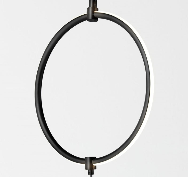 Brightech Nova Modern Floor Lamp Matches Living Room DÃ©cor - Contemporary Arc Tall Lamp with 3-Circle Ring-Style Pendant - Over The Couch Standing on Arching Pole - Eclectic- Black - Image 4