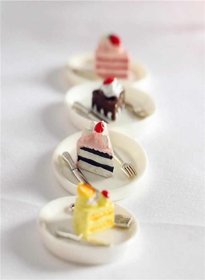 RillyRellow Miniature Cake and Utensil Set, Mini Cake, Dollhouse Cake Decoration Prop, for Dollhouse Miniature, Craft Supplies (Pink-Black) - Image 2
