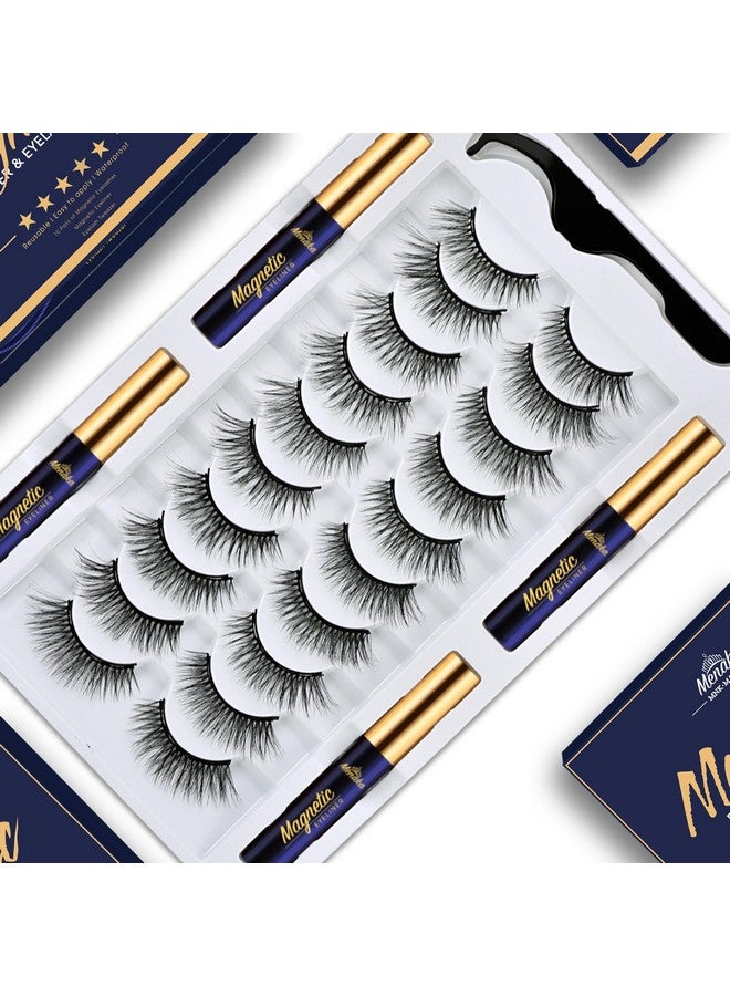 MENAKA Magnetic Eyelashes Natural Look 10 Pairs 3D Magnetic Lashes Kit With Applicator 4 Tubes Of Magnetic Liner Updated Strongest Waterproof.Reusable Magnet Fake Eyelash. - Image 1