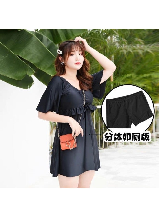 New Style Women's Two-piece Swimsuit Plus Size For Curvy Women 100kg Slimming Tummy-concealing Conservative Cover-up Hot Spring Vacation Swimsuit