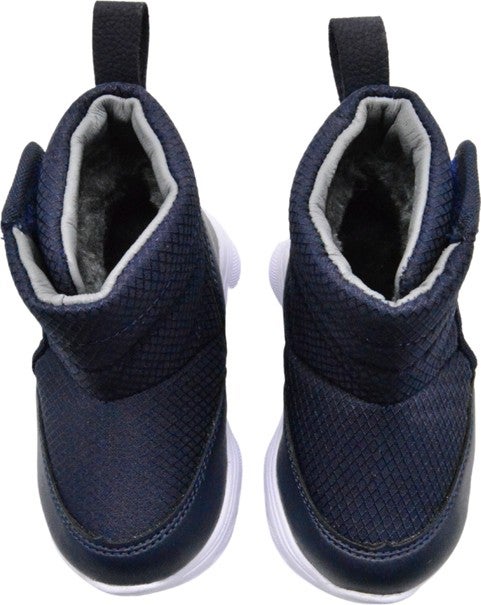 Kids A More Gea Plush Furry Baby Boy Boots Navy Blue  - Image 4