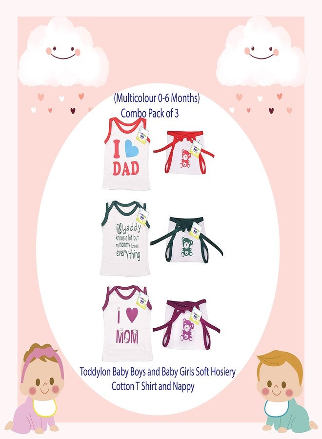 Toddylon ملابس توديلون للأطفال حديثي الولادة | فستان | طقم جابلا | حفاضة | قطن | صيفي | للأولاد والبنات | أطقم ملابس (متعددة الألوان، من 0 إلى 6 أشهر) عبوة من 3 قطع - Image 2