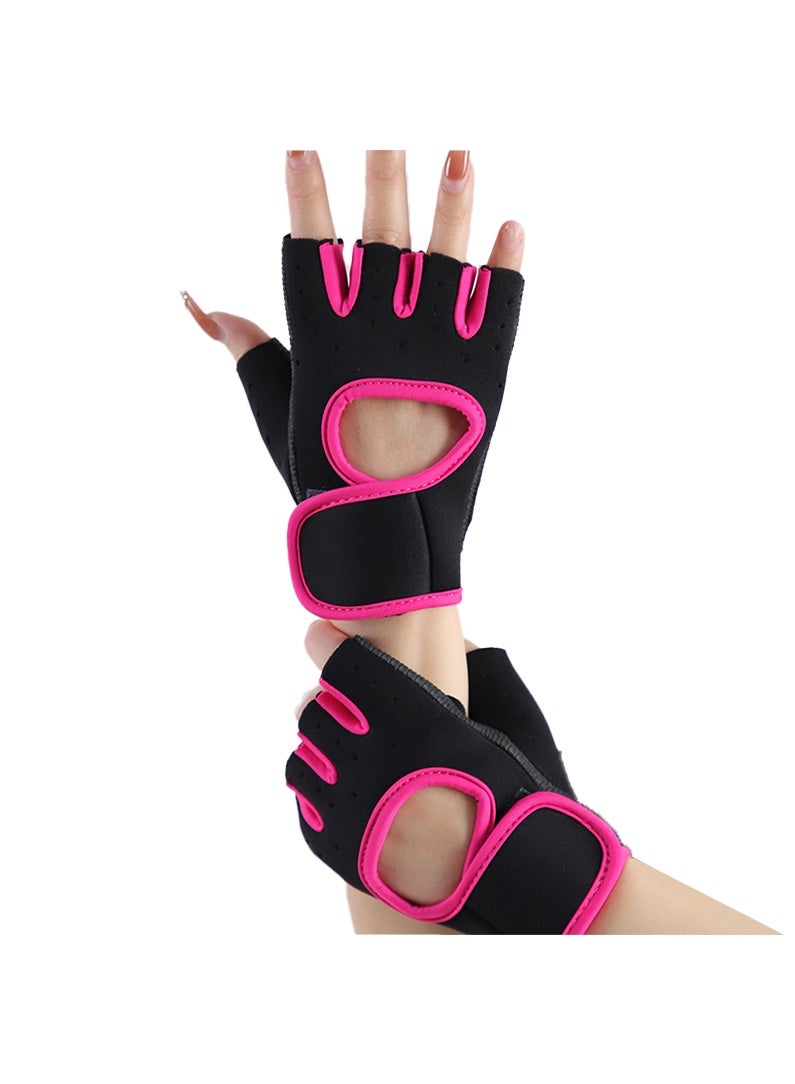 Weight Lifting Gloves for Men Women Gym Gloves for Workout Training Exercise Fitness Hanging, Pull ups for Dumbbell, Cycling,Black-RoseRed,M - Image 1