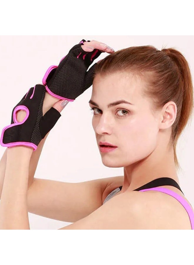 Weight Lifting Gloves for Men Women Gym Gloves for Workout Training Exercise Fitness Hanging, Pull ups for Dumbbell, Cycling,Black-RoseRed,M - Image 3
