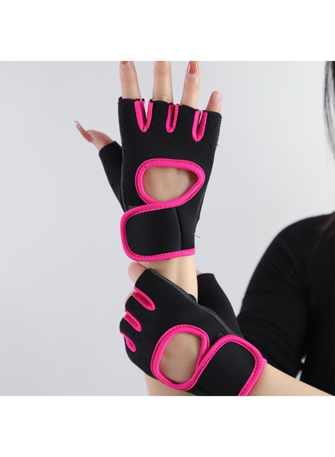 Weight Lifting Gloves for Men Women Gym Gloves for Workout Training Exercise Fitness Hanging, Pull ups for Dumbbell, Cycling,Black-RoseRed,M - Image 2