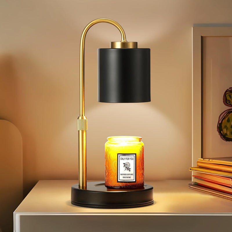 CASTLELIFE Candle Warmer Lamp with Timer & Dimmer, Height Adjustable Electric Wax Melt Warmer for Jar Candles, Gifts for Mom Home Decor, Black Gold - Image 1
