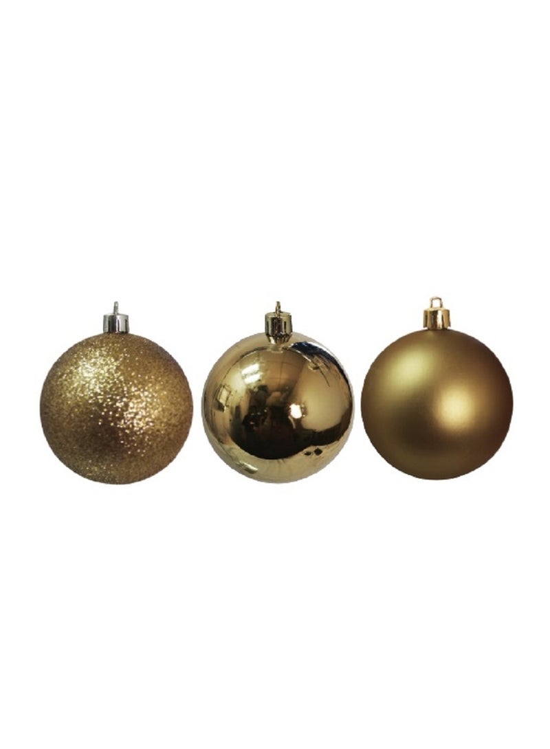 Shiny Matt Glitter Balls Gold 7cm 12Pcs