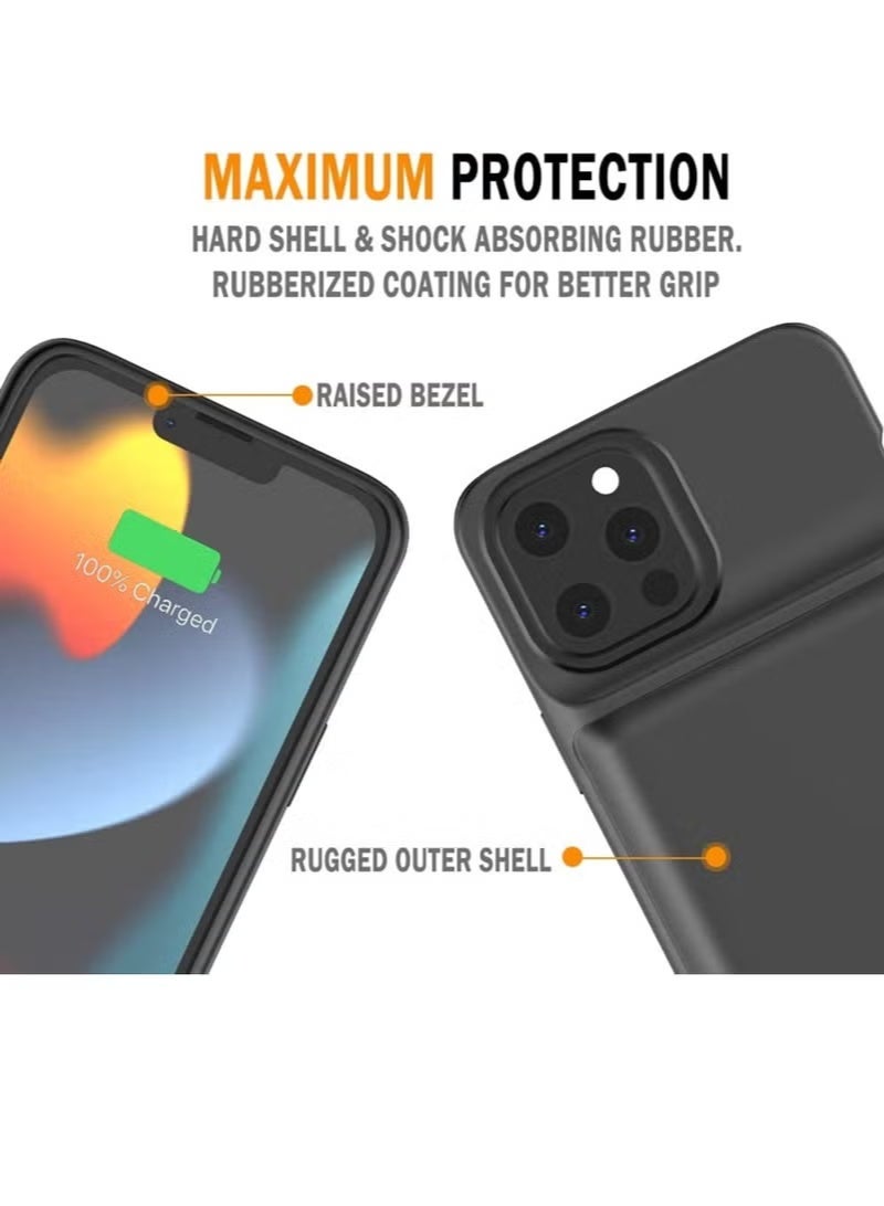 جينيكست جراب بطارية لهاتف iPhone 13 Pro Max، من Idealforce بسعة 4500 مللي أمبير، يدعم مزامنة البيانات، سماعة رأس سلكية، شاحن بطارية خارجي محمول لهاتف iPhone 13 Pro Max - Image 4