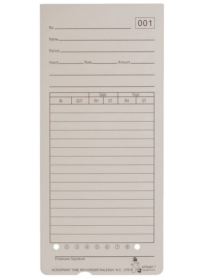Acroprint 099115000 Time Cards For Atr480 Time Clock 50 Count(Pack Of 1) - Image 1