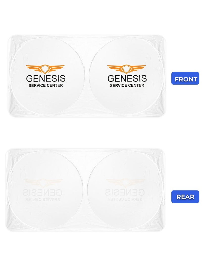 GENESIS Original Genesis Universal Fit Front Windshield Sun Shade 150 x 75 cm, Foldable Car Windshield Sunshade, UV Protection Heat Insulation Sun Visor Cover, Reflective Folding Front Window Sun Screen, Interior Protection for Cars, SUVs, Sedans, Hatchbacks and MPVs - Image 2