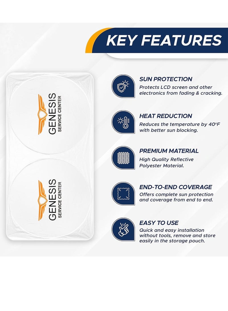 GENESIS Original Genesis Universal Fit Front Windshield Sun Shade 150 x 75 cm, Foldable Car Windshield Sunshade, UV Protection Heat Insulation Sun Visor Cover, Reflective Folding Front Window Sun Screen, Interior Protection for Cars, SUVs, Sedans, Hatchbacks and MPVs - Image 4