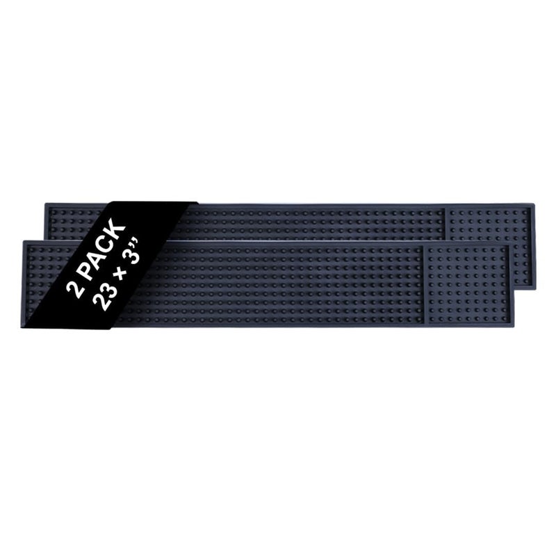 Bar Mats for Countertop by ProTensils  23 x 325 Bar Rail Mat Black Rubber Bar Mats for Bartending Bar Service Drip Mat Home Bar Coffee Bar Mat Spill Matt 2 Pack