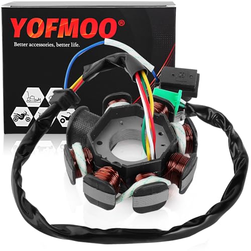 YOFMOO Magneto Stator AC Ignition Coil 8 Pole 5-wire Compatible with GY6 125cc 150cc 125 ATV Scooter Moped Go Kart Buggy Quad 4-stroke Pit Dirt Bike QMI152 QMI157 QMJ152 TaoTao Roketa Buyang Sunl - Image 1