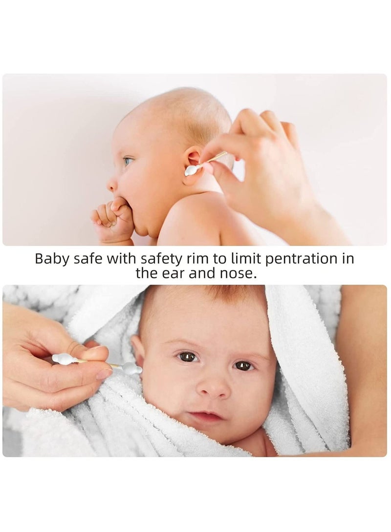 كوني أمًا أفضل ممسحات قطنية من 330 قطعة لسلامة الطفل ونظيفة مع تصميم أطراف كبيرة لحديثي الولادة والأطفال 100٪ قابلة للتحلل الحيوي خالية من الكلور ومضادة للحساسية - Image 5