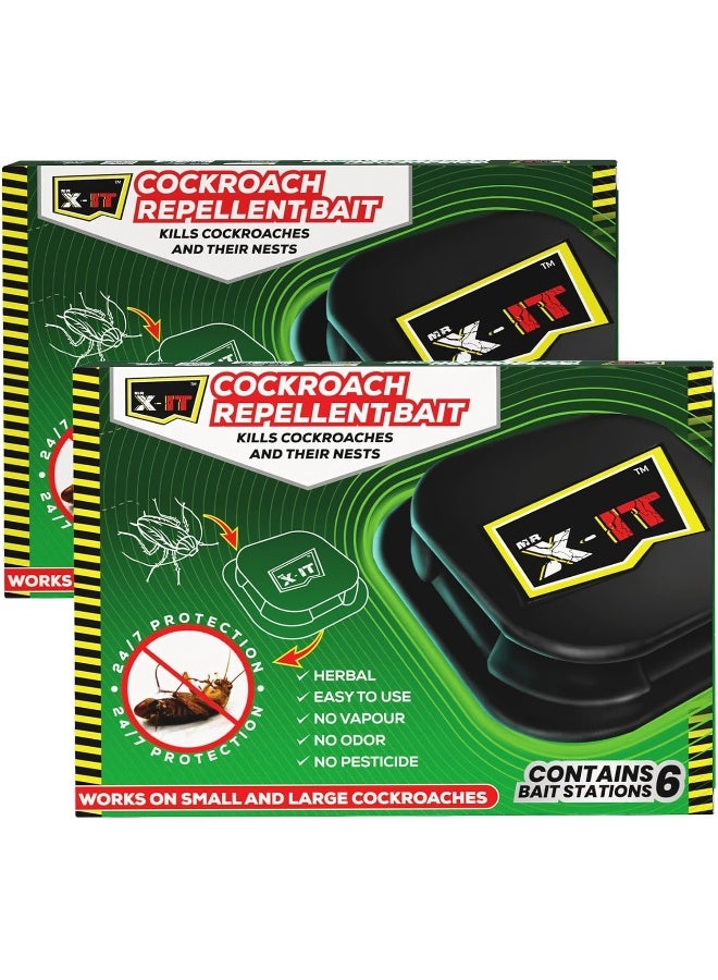 Mr. X-IT Cockroach Repellent Bait, 6 Bait Stations, Twin Pack  - Image 1