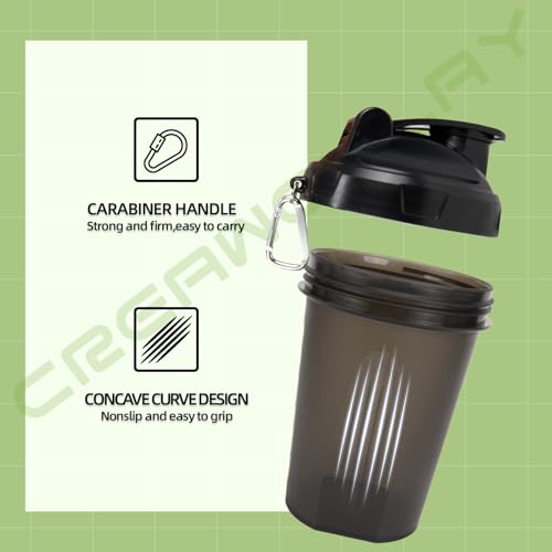 CREAWELLAY 2 Pack Shaker Bottles for Protein Mixes, 17 oz Small Protein Shaker Bottle with Handle, Gym Shaker Cups with Blending Ball for Pre Workout, BPA-Free & Dishwasher Safe (Black, Blue) - Image 3