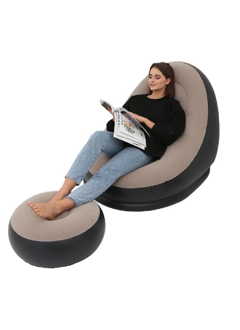 Yuwell - Ultra Lounge Living Room Air Furniture Inflatable Sofa Set With Ottoman Footrest Inflatable 2 Pcs Lounger For Gaming Reading & Movie Watching Lounger Size 116X98X83CM Ottoman Footrest Size 62X62X31CM - Image 1