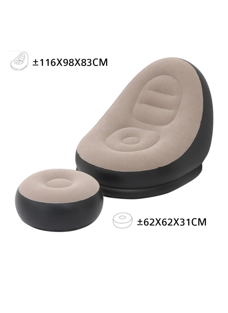Yuwell - Ultra Lounge Living Room Air Furniture Inflatable Sofa Set With Ottoman Footrest Inflatable 2 Pcs Lounger For Gaming Reading & Movie Watching Lounger Size 116X98X83CM Ottoman Footrest Size 62X62X31CM - Image 1