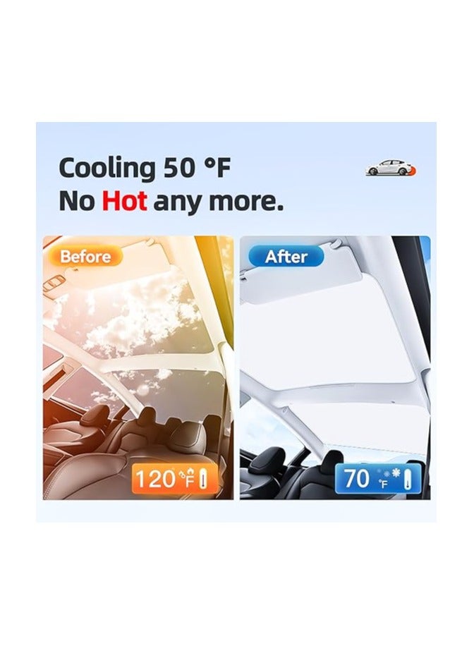 MIRFA Tesla Model 3 Highland (2024) Foldable Roof Window Sunshade For 99% UV Insulation (White) - Image 2