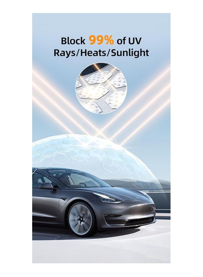 MIRFA Tesla Model 3 Highland (2024) Foldable Roof Window Sunshade For 99% UV Insulation (White) - Image 3