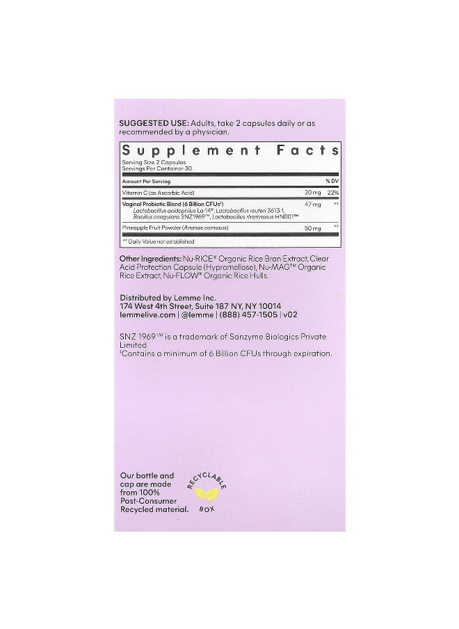 Lemme Lemme, Purr, Vaginal Health Probiotics, 60 Vegan Capsules  - Image 3