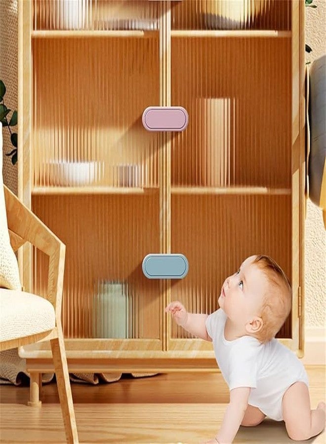 CLICKSWIFT أقفال أمان للأطفال من كليكسويفت للخزائن، دوارة 360 درجة، مزودة بمزالج أمان للأبواب، لا تحتاج إلى ثقب، لاصقة، مقاومة للأطفال، مانعة للقرص، غير مرئية، قفل للباب المقابل، قفل خزانة ملابس، متعدد الألوان، قطعتان - Image 2