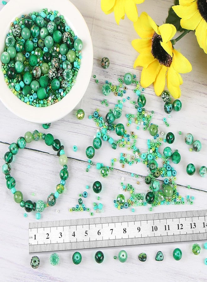 UHOMENY 8mm Round Glass Crystal Beads - Mixed Colour Big Small Multiple Assorted Beads Charms for Jewelry Bracelet Necklace Key Chains Earring Making Crafts (Green) - Image 2