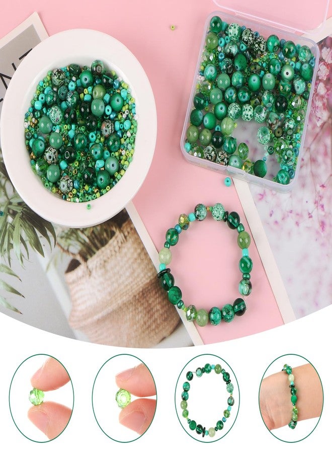 UHOMENY 8mm Round Glass Crystal Beads - Mixed Colour Big Small Multiple Assorted Beads Charms for Jewelry Bracelet Necklace Key Chains Earring Making Crafts (Green) - Image 4