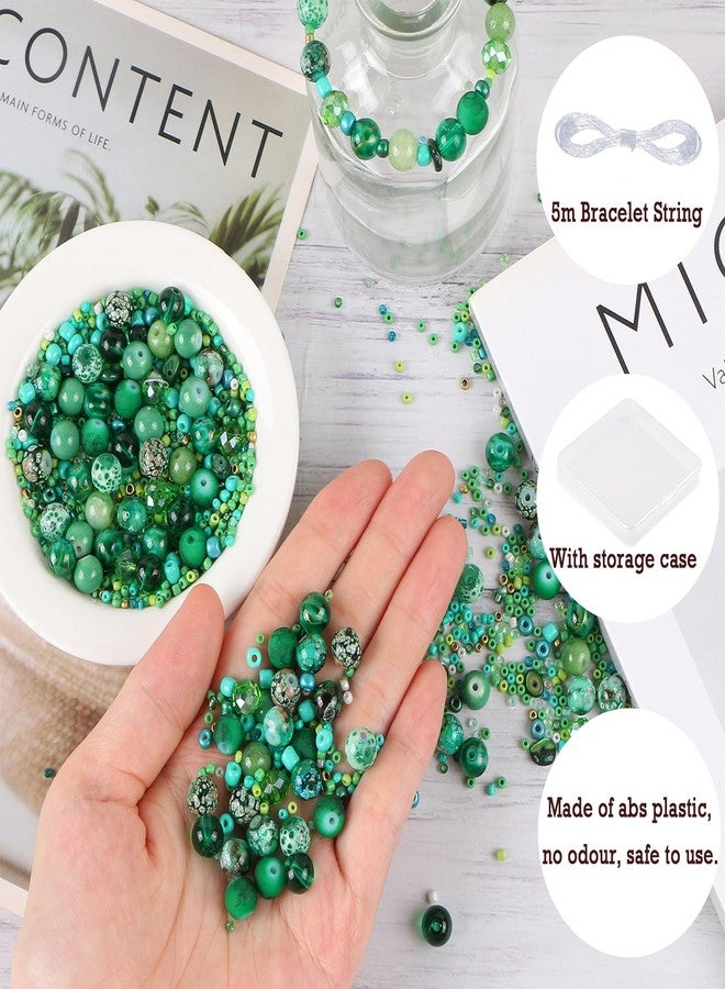 UHOMENY 8mm Round Glass Crystal Beads - Mixed Colour Big Small Multiple Assorted Beads Charms for Jewelry Bracelet Necklace Key Chains Earring Making Crafts (Green) - Image 3